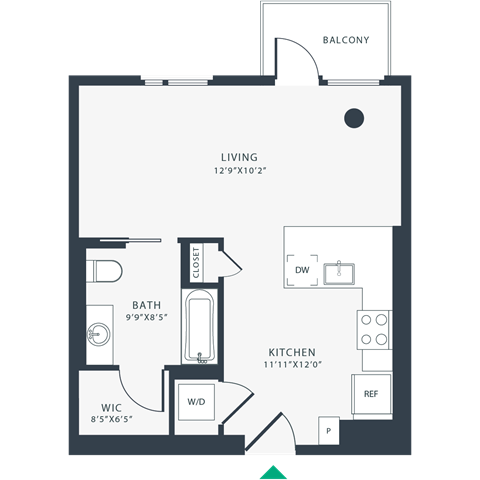 a floor plan of a unit with a bedroom and a bathroom